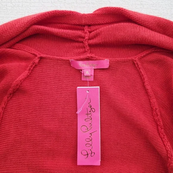 Lilly Pulitzer Red Fringe Open-Front Cardigan XL NWT $128 - Picture 4 of 5